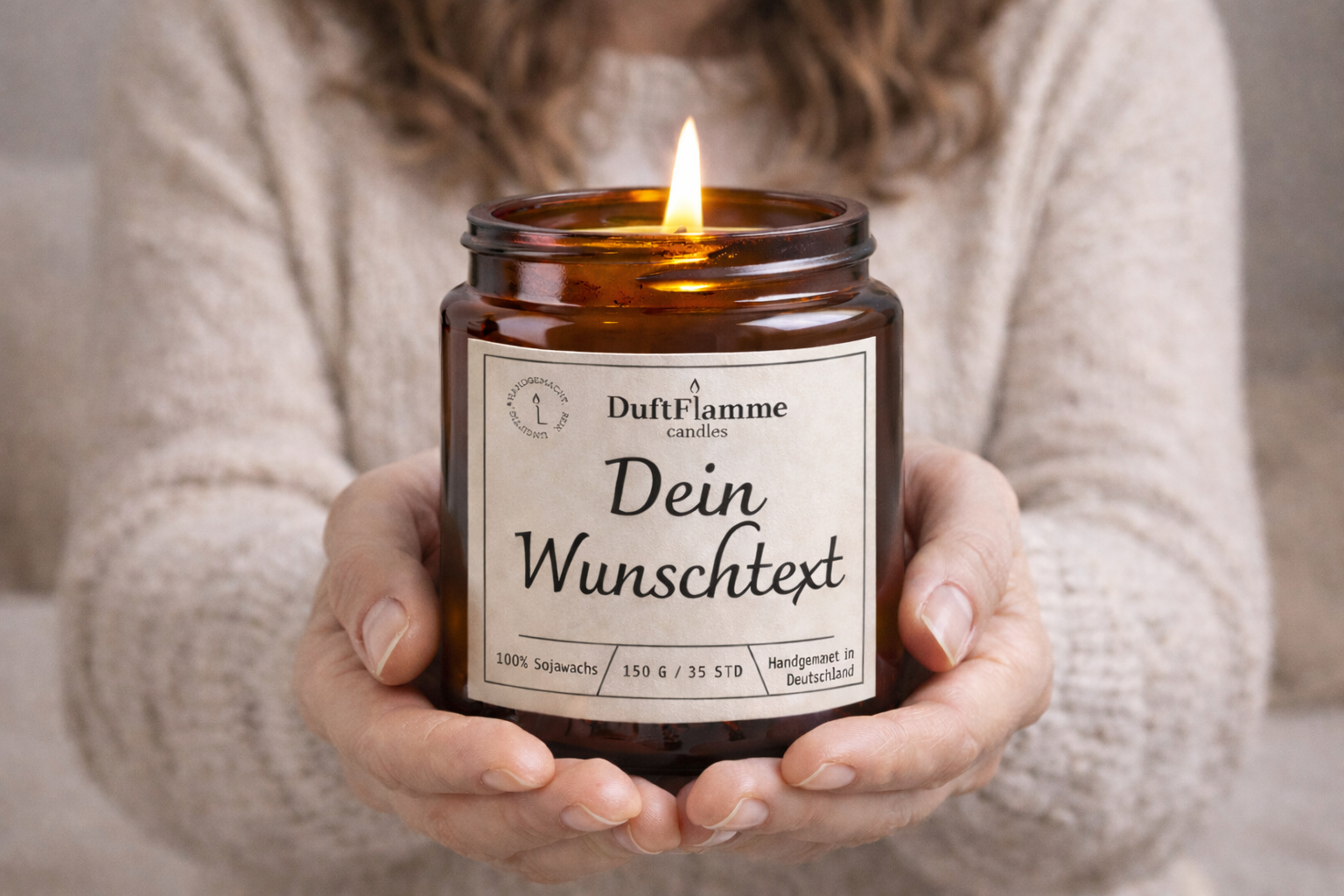 Personalisierte Duftkerze – Eigener Text Kerze im Glas mit Deckel – Individuelles Geschenk für jeden Anlass