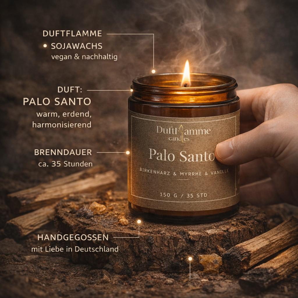 Handgemachte Duftkerze aus Sojawachs – Palo Santo