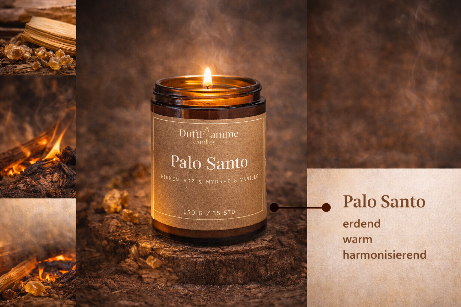 Handgemachte Duftkerze aus Sojawachs – Palo Santo