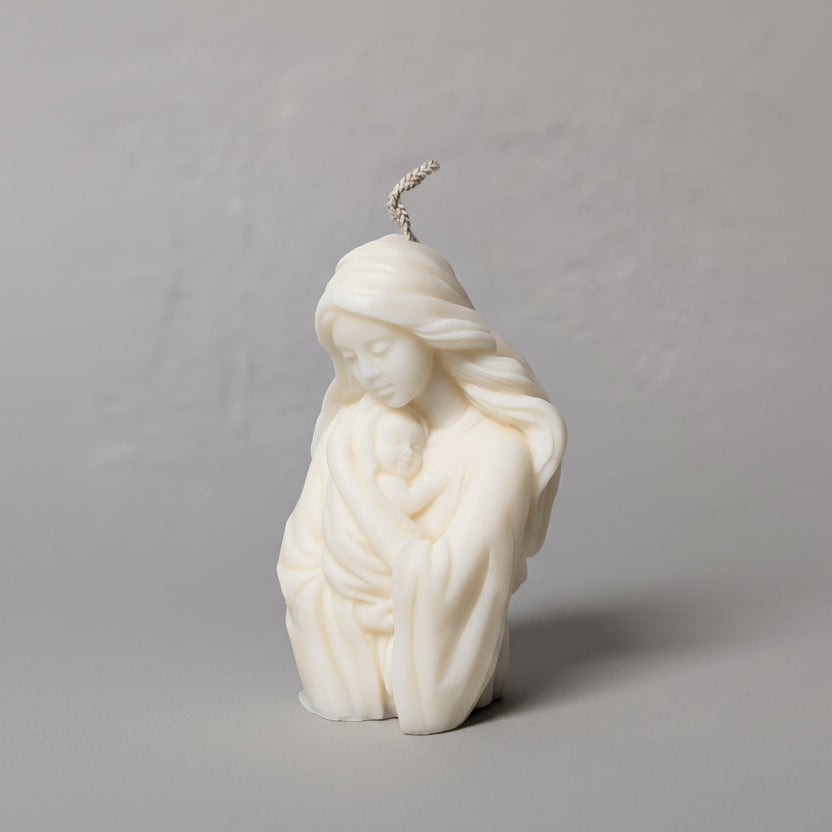Religiöse Maria Kerze | Geschenk für Mutter | Maria Kerze | Mutter mit Kind | christliche Kerze | Verbundenheit | Mutterliebe