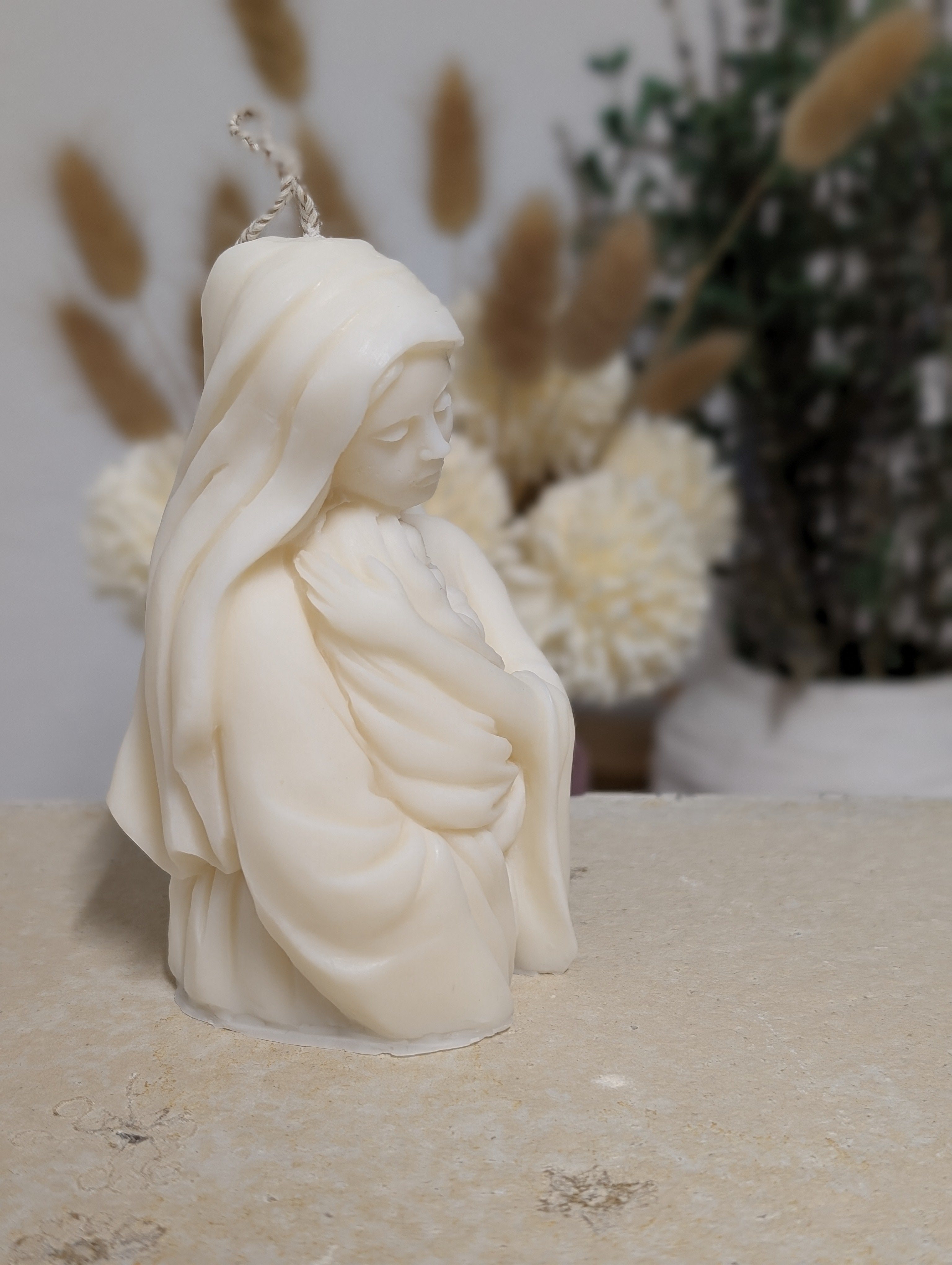 Religiöse Maria Kerze | Geschenk für Mutter | Maria Kerze | Mutter mit Kind | christliche Kerze | Verbundenheit | Mutterliebe