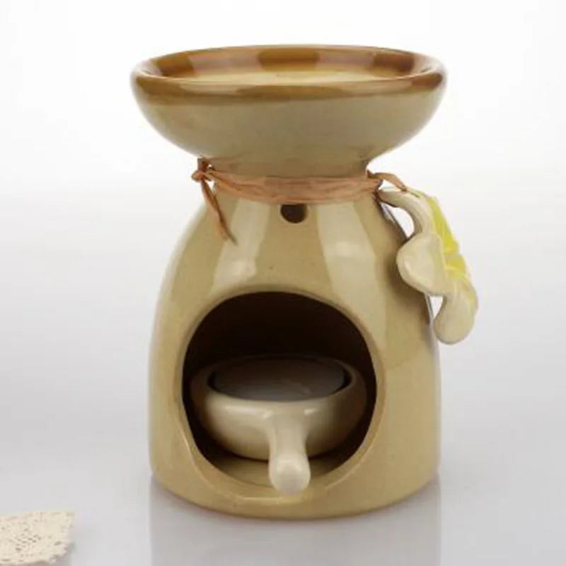 Keramik Ätherisches Öl Brenner mit Blume Dekoriert Aroma Brenner-DianaCandleShop