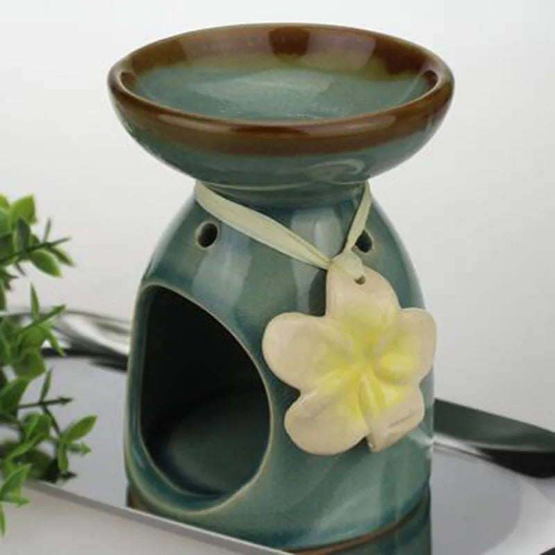 Keramik Ätherisches Öl Brenner mit Blume Dekoriert Aroma Brenner-DianaCandleShop
