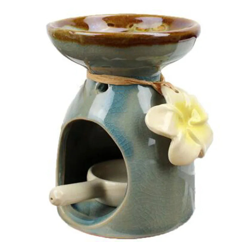 Keramik Ätherisches Öl Brenner mit Blume Dekoriert Aroma Brenner-DianaCandleShop