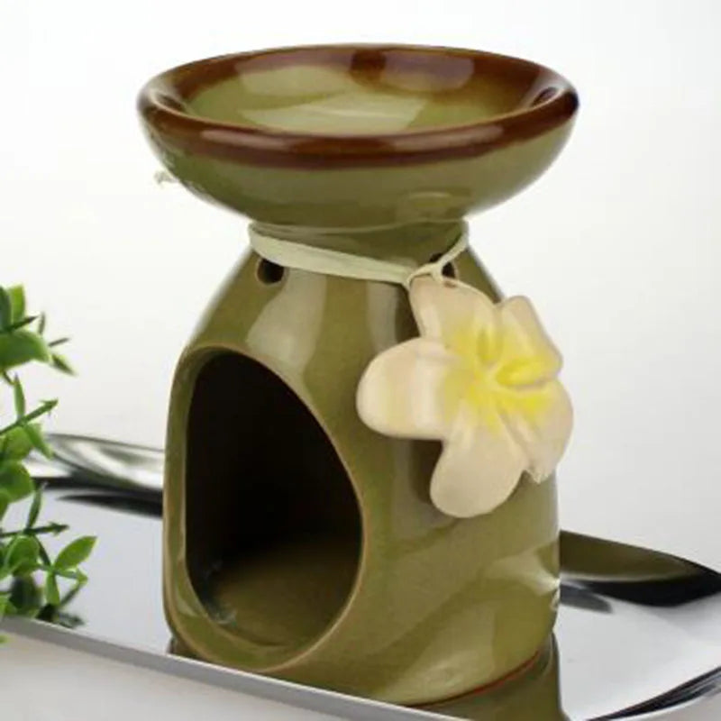 Keramik Ätherisches Öl Brenner mit Blume Dekoriert Aroma Brenner-DianaCandleShop