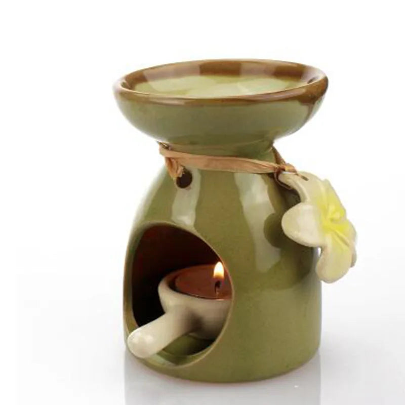 Keramik Ätherisches Öl Brenner mit Blume Dekoriert Aroma Brenner-DianaCandleShop