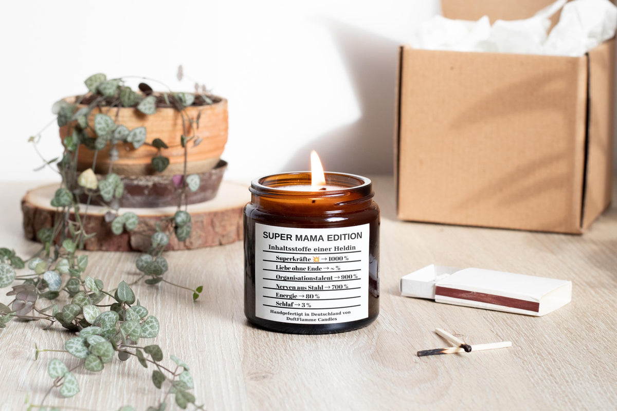 Geschenk für Mama | Super Mama Edition Kerze | Muttertagsgeschenk | Lustige Duftkerze für Mama | Sojawachs Kerze | Mama Geschenk