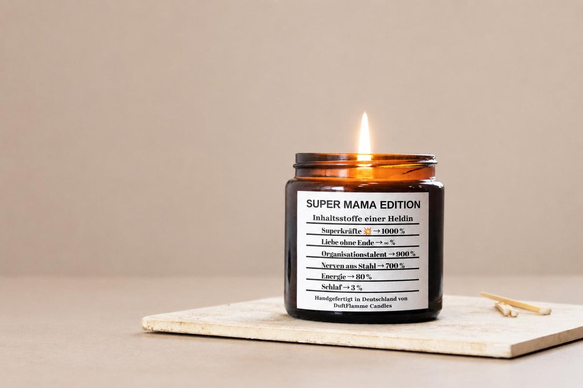 Geschenk für Mama | Super Mama Edition Kerze | Muttertagsgeschenk | Lustige Duftkerze für Mama | Sojawachs Kerze | Mama Geschenk